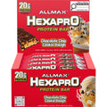 Box of Allmax Hexapro Protein Bars in Chocolate Chip Cookie Dough flavor on a white background