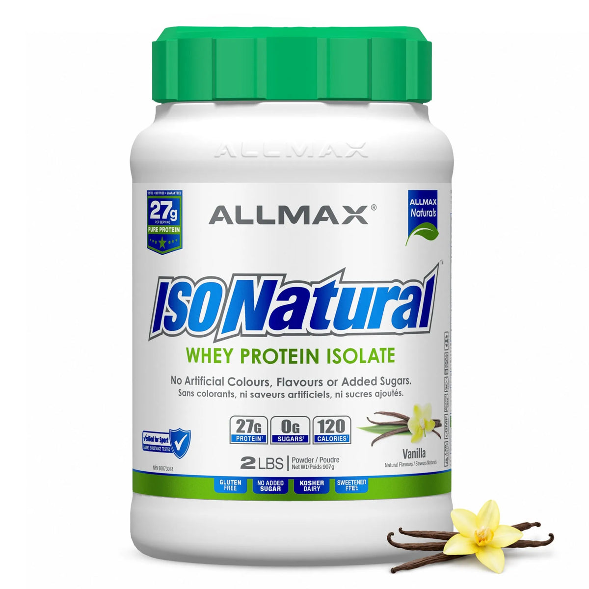 Isonatural: Natural Pure Whey Protein Isolate Powder — 2 lb / Vanilla