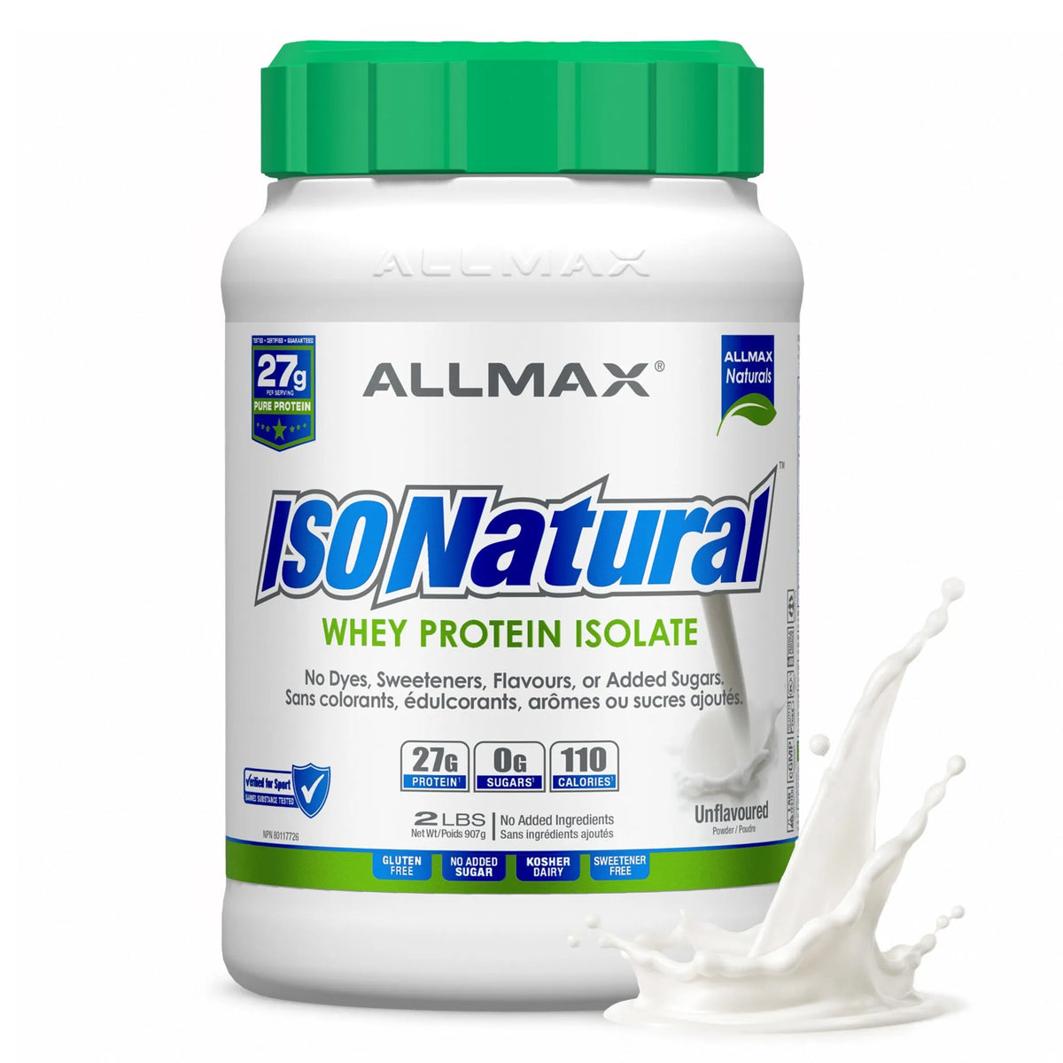 Isonatural: Natural Pure Whey Protein Isolate Powder — 2 lb / Unflavoured