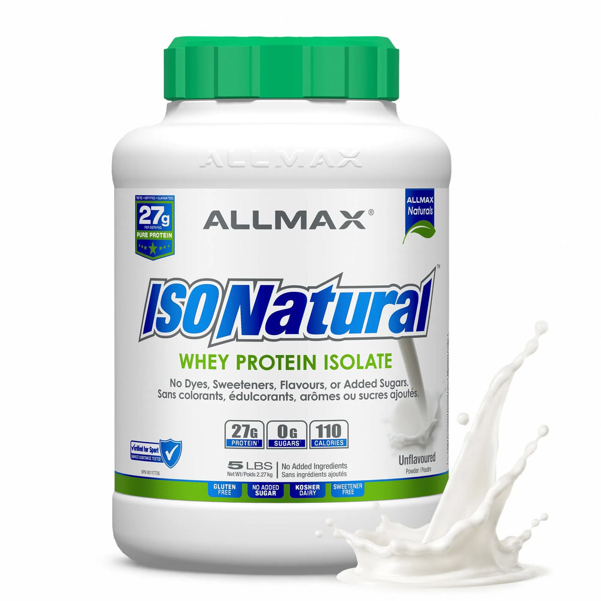Isonatural: Natural Pure Whey Protein Isolate Powder — 5 lb / Unflavoured