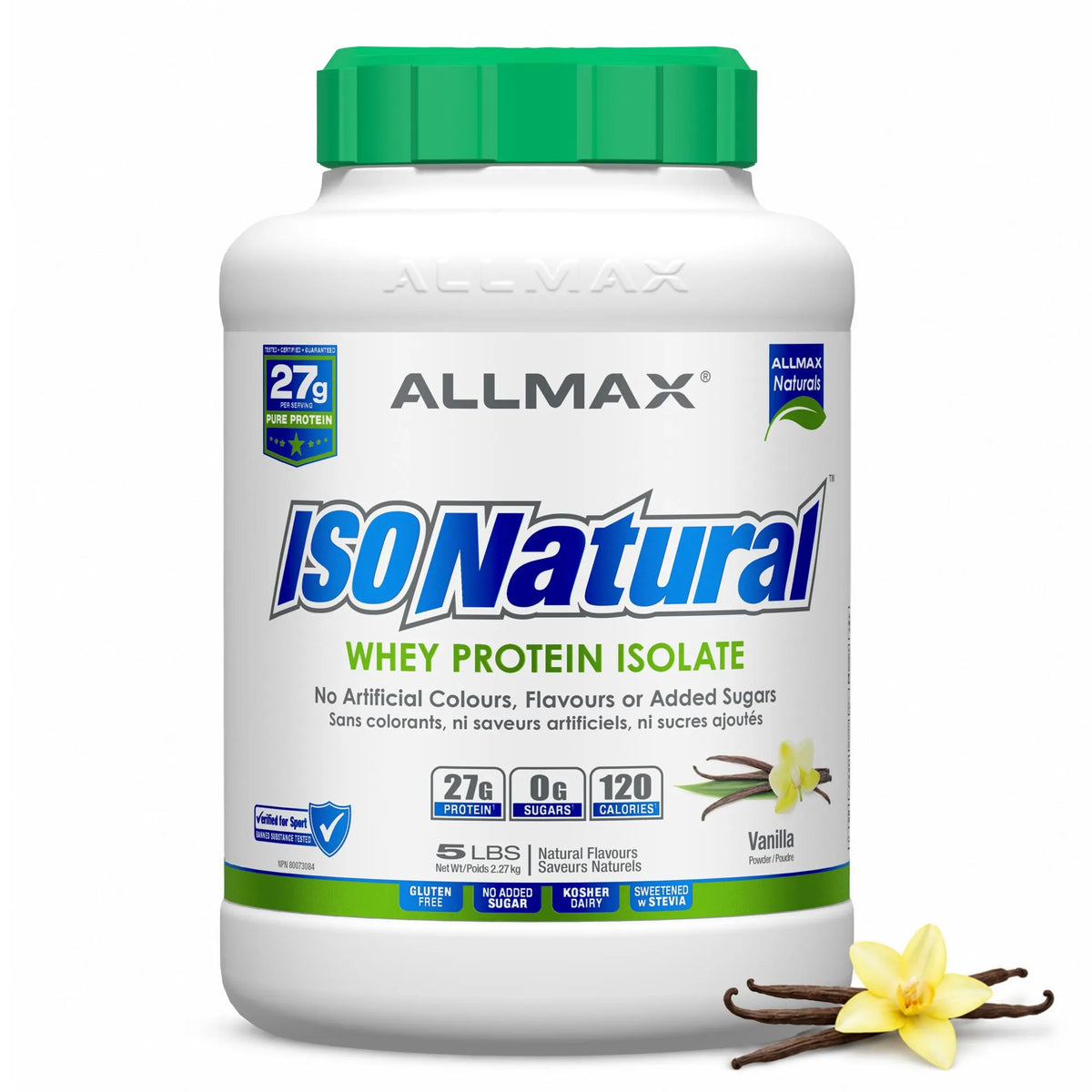 Isonatural: Natural Pure Whey Protein Isolate Powder — 5 lb / Vanilla